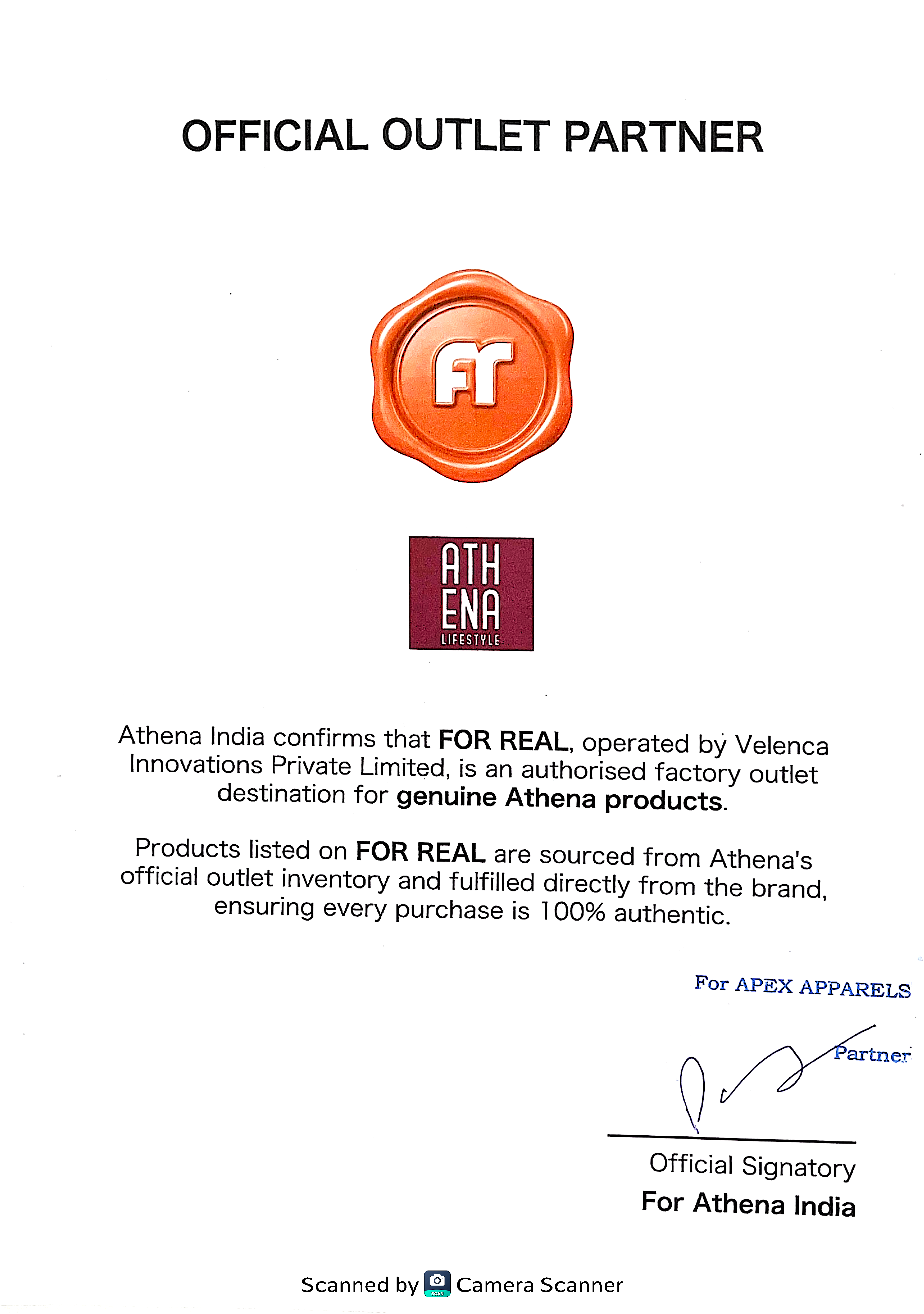 Authenticity Certificate for Athena