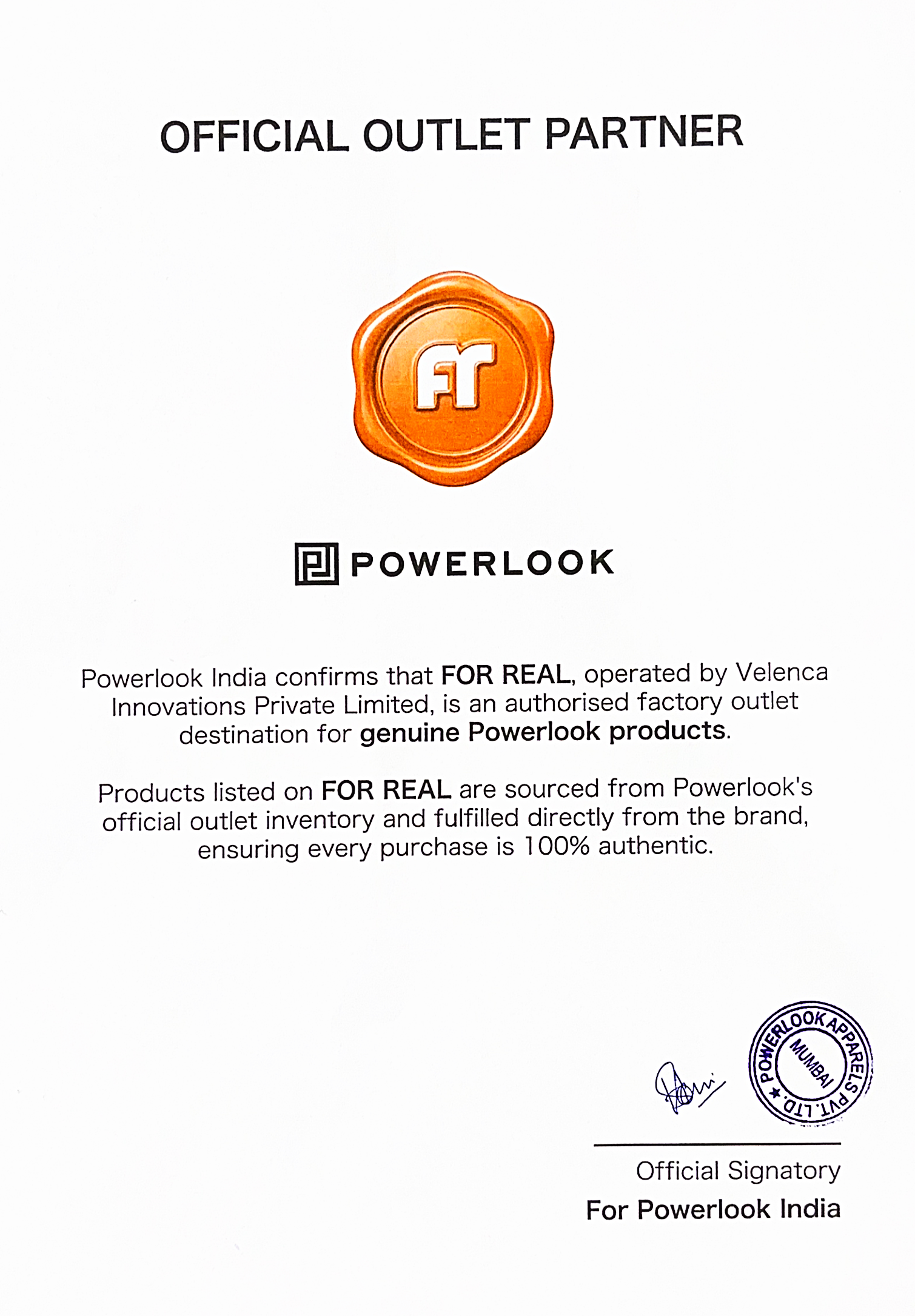 Authenticity Certificate for Powerlook